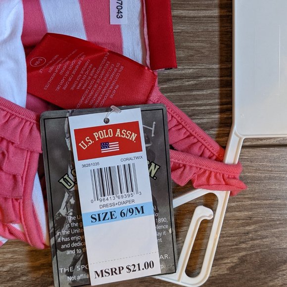 [KIDS 2/$30] NWT Baby Girl (6-9M) - U.S. POLO ASSN. 2pc Dress Set - Picture 4 of 5